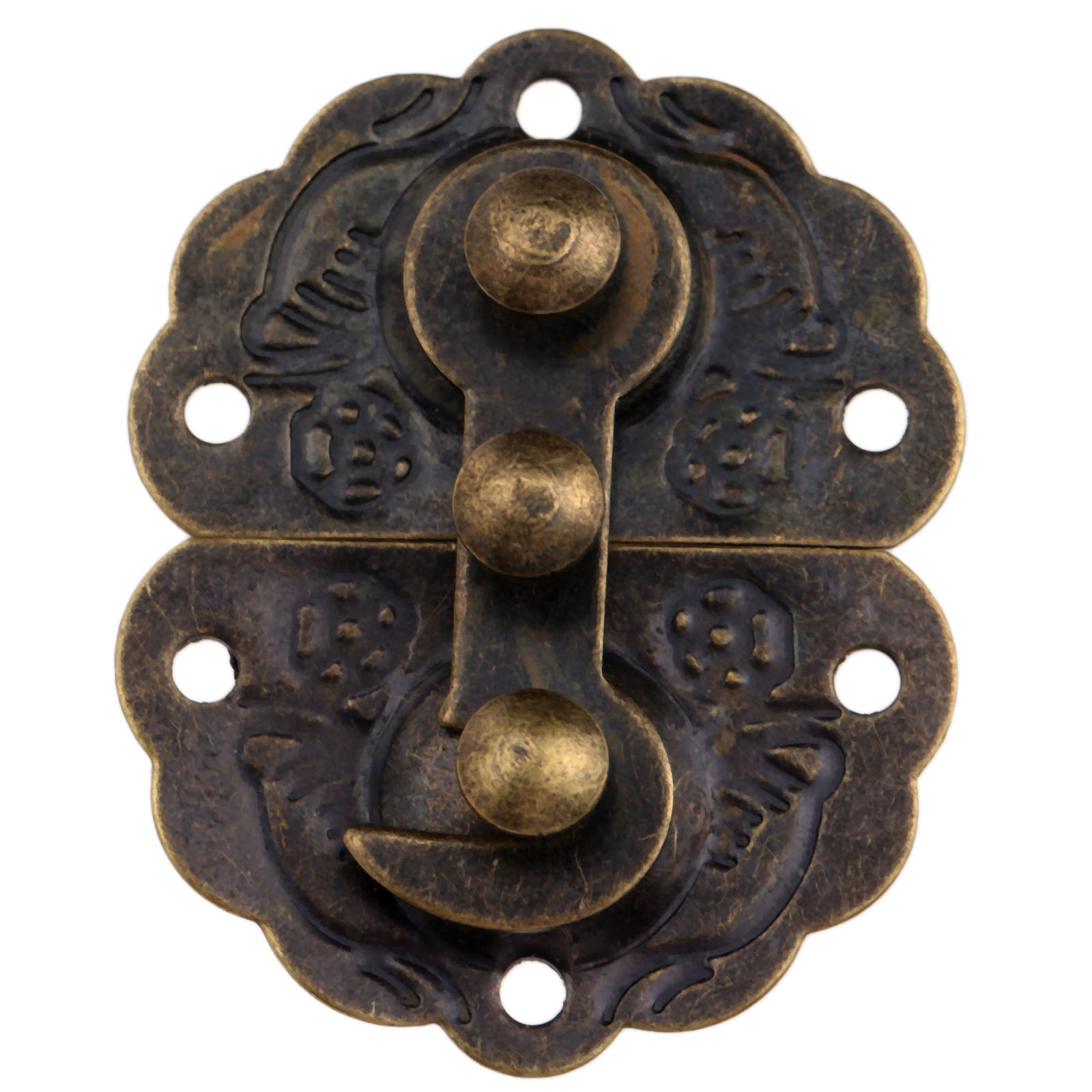 Furniture Hardware Decorative - Pestillo de caja de bronce antiguo,